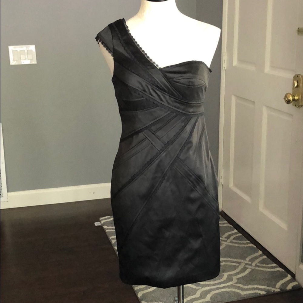 JS Collections Black Bandage Lace Trim Dress